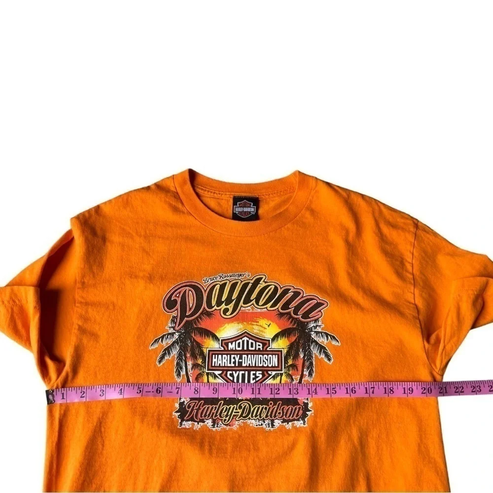 Harley-Davidson Men’s Orange Daytona Beach Graphic Print T-shirt, Size Large - Picture 8 of 9